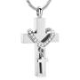 Stainless Steel Cross Memorial Cremation Ashes Urn Pendant Necklace Keepsake Jewelry Urn