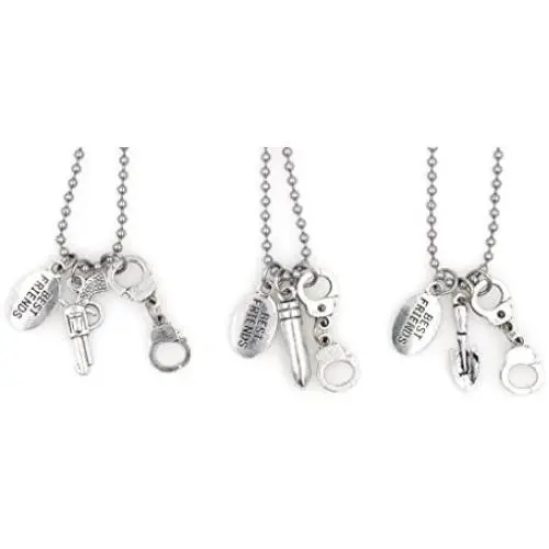 Its All About...You! 3 Necklace Set: 21.6” 2.4mm Stainless Steel Ball Chain Partners in Crime Handcuffs Gun Bullet Shovel 33E Its All About...You! 3 Necklace Set: 21.6” 2.4mm Stainless Steel Ball Chain Partners in Crime Handcuffs Gun Bullet Shovel 33E