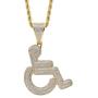 Moca Jewelry Iced Out Disabled Wheelchair Logo Pendant Necklace 18K Gold Plated Bling CZ Simulated Diamond Hip Hop Rapper Chain Necklace for Men Women