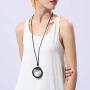Coostuff Black Sandalwood Pendants Necklace for Women Handmade Long Sweater Necklaces Jewelry
