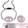 Evil Eye Silver Plated Crystal Bracelet Adjustable 6''- 8'' Protection Jewelry