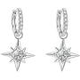FANCIME Sterling Silver Star Burst Dangle Drop Small Hoop Earrings CZ Cubic Zirconia Simulated Diamond Delicate North Star Earrings Jewelry Gift for Women Teen Girls Mom, Height 1 INCH