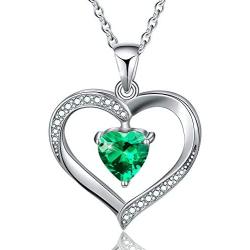 ✦Gifts for Mothers Day✦ Forever Love Heart Necklace Jewelry 18K White Gold/ Rose Gold Plated 925 Sterling Silver Birthstone Pendant Necklace with 5A Cubic Zirconia Birthday Gifts for Women and Girls