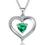 ✦Gifts for Mothers Day✦ Forever Love Heart Necklace Jewelry 18K White Gold/ Rose Gold Plated 925 Sterling Silver Birthstone Pendant Necklace with 5A Cubic Zirconia Birthday Gifts for Women and Girls