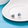 925 Sterling Silver Simulated Birthstone Halo Heart Stud Earrings with Austrian Crystals, Anniversary Valentines Birthday Jewelry Gifts for Women
