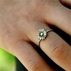 Retro Sunflower Ring Sterling Silver Delicate Sunflower Ring Bride Wedding Gifts Jewelry，Petal Ring Womens