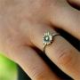 Retro Sunflower Ring Sterling Silver Delicate Sunflower Ring Bride Wedding Gifts Jewelry，Petal Ring Womens