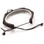 Xusamss Punk Alloy Guitar Pattern Leather Drawstring Rope Bracelet