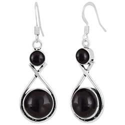 Natural Black Onyx Earrings for Women Mom Wife 925 Silver Overlay handmade Dangle Earrings