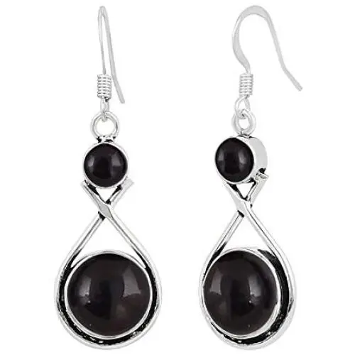 Natural Black Onyx Earrings for Women Mom Wife 925 Silver Overlay handmade Dangle Earrings Natural Black Onyx Earrings for Women Mom Wife 925 Silver Overlay handmade Dangle Earrings