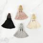 Bohemian Multi Tassel Statement Drop Earrings - Silky Thread Strand Fan Fringe Chandelier Geometric Acetate, Bead, Rhinestone, Snake Faux Leather Dangles