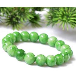 HSUMING Natural Stone Jade Bead Stretch Bracelet for Women Girls Men - Unisex Good Luck Gemstone Jewelry Chakra Bracelet