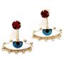Evil Eye Earrings Red Rhinestone Dangle Drop Studs