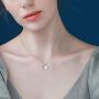 Sterling Silver Pearl Necklace Simple Leaf Gifts for Women Girls, 12mm Pearl