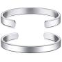 MeMeDIY Personalized Bracelet Engraving Name Identification ID Customized for Men Women Girls Water Resistant Stainless Steel Adjustable Cuff Bangle (8mm Wide, Small and Large Sizes)