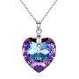 Crystalline Azuria Pendant Necklace for Women - Purple Heart Necklaces for Women with Crystals from Swarovski - 18K Gold Plated Fashion Womens Jewelry - 40cm Long Necklace - Cute Present for Girls