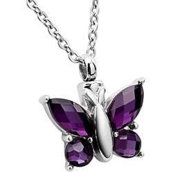 SG Cremation Jewelry Murano Glass Butterfly Urn Pendant Necklace for Ashes Memorial Keepsake