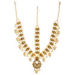 Bindhani Indian Bollywood Style Wedding Maang Tikka Bridal Gold Plated Matha Patti Traditional Mang Tika Jewellery Damini Bridesmaid Hair Accessories Bahubali Head Jewelry for Women