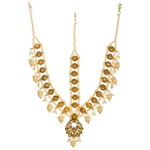 Bindhani Indian Bollywood Style Wedding Maang Tikka Bridal Gold Plated Matha Patti Traditional Mang Tika Jewellery Damini Bridesmaid Hair Accessories Bahubali Head Jewelry for Women Bindhani Indian Bollywood Style Wedding Maang Tikka Bridal Gold Plated Matha Patti Traditional Mang Tika Jewellery Damini Bridesmaid Hair Accessories Bahubali Head Jewelry for Women