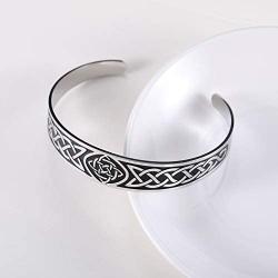 LUSSO Celtic Knot Magnetic Therapy Bracelet Stainless Steel Cuff Bangle Vintage Symbol Norse Amulet Health Care Jewelry for Women Men