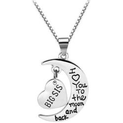 lifelovevc Women Family Jewellery Set Silver Love Heart Baby Mid Big Little Sister Pendant Necklace