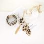 Jstyle 3Pcs Leopard Jewelry Set for Women Long Chain Necklace Leather Multilayer Cuff Bracelets Drop Dangle Earrings Fashion Statement Jewelry