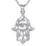 EUDORA Sterling Silver Hamsa Hand of Fatima with Evil Eye Amulet Good Lucky Necklace, Gift for Women, 18''