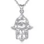 EUDORA Sterling Silver Hamsa Hand of Fatima with Evil Eye Amulet Good Lucky Necklace, Gift for Women, 18'' EUDORA Sterling Silver Hamsa Hand of Fatima with Evil Eye Amulet Good Lucky Necklace, Gift for Women, 18''