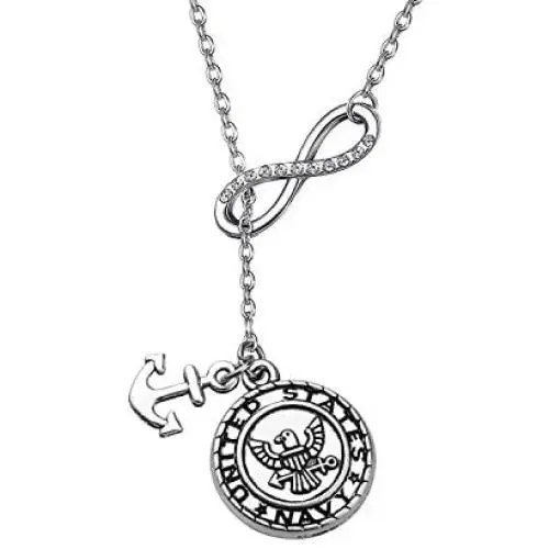 BEKECH Infinity and Military Charm Anchor Charm Lariat Y Necklace Military Jewelry for Marine Mom/Grandma/Aunt/Wife/Girlfriend BEKECH Infinity and Military Charm Anchor Charm Lariat Y Necklace Military Jewelry for Marine Mom/Grandma/Aunt/Wife/Girlfriend
