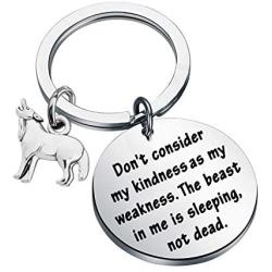 SEIRAA Wolf Charm Keychain Dont Consider My Kindness As My Weakness Inspirational Gifts for Wolf Lover