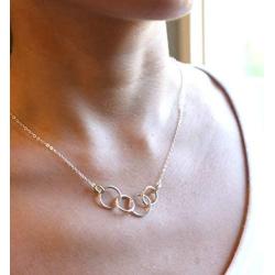 EFYTAL Happy 40th Birthday Gifts for Women Necklace, Sterling Silver 4 rings four Decades Necklaces Gift Ideas