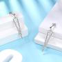 Besilver Valentine Gift Triangle Necklace Earrings Set Women Men 925 Sterling Silver 18K Gold Filled Cubic Zirconia Triangle Jewish Chai Necklace Jewelry Gift