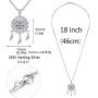 Aniu Butterfly Dream Catcher Necklace for Women, S925 Sterling Silver Feathers Girls Pendant (with Gift Box and 18 Inch Chain)