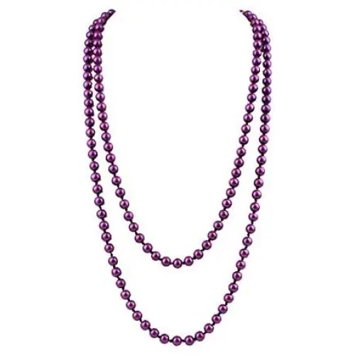 Grace Jun Luxury Fashion Glass Simulated Pearl for Women Party Handmade Long Pearl Necklace 55'' Grace Jun Luxury Fashion Glass Simulated Pearl for Women Party Handmade Long Pearl Necklace 55''
