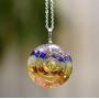PSEEHEE Orgone Round Chakra Healing Crystals Pendant Necklace, 7 Chakra Stones Necklace for EMF Protection Spiritual Healing Jewelry Men Women (7 Chakra)