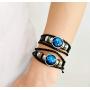 Ding Li Bracelet for Women, Punk Black Woven Leather Rope Bracelet, 12 Constellation Retro Adjustable Bracelets Men and Women