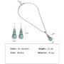coadipress Ethnic Bohemian Tibetan Alloy Earrings and Necklace Set for Women Girls Vintage Water Teardrop Drop Blue Crystal Oval Turquoise Resin Boho Dangle Gift Jewelry