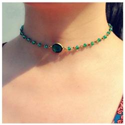 Olbye Rainbow Moonstone Necklace Choker Simple Necklace Personalize Everyday Necklace Jewelry for Women and Girls
