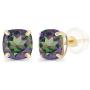 Solid 14K Gold or 14K Gold Plated Sterling Silver 6mm Cushion Cut Genuine Birthstone Stud Earrings For Women | Hypoallergenic Studs | Natural or Created Gemstone Stud Earrings For Women and Girls
