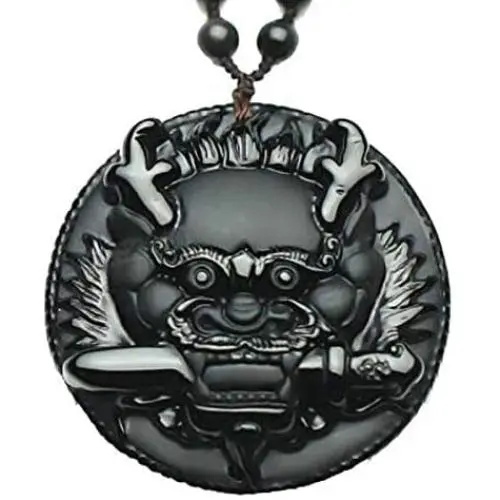 Obsidian crystal Amulet pendant necklace with bead chain for wen or women Obsidian crystal Amulet pendant necklace with bead chain for wen or women