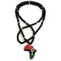 CBC Crown Pan African Colored Africa Map Continent Pendant Wooden Bead Necklace