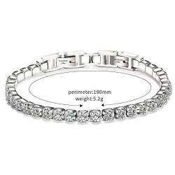 Jude Jewelers Stainless Steel Cubic Zircon Eternity Wedding Statement Strand Link Bracelet