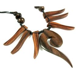 Natural Swirl Boho Tribal Sono Wood Pendant 18 to 28 inches admjustable Cord Necklace Handemade Jewelry DA033