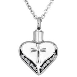 Jesse Ortega Jesus Cross Urn Necklace of Ashes Heart Love Cremation Jewelry Keepsake Memorial Necklace