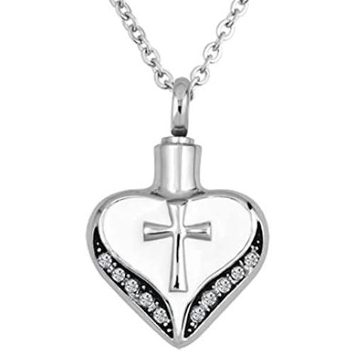 Jesse Ortega Jesus Cross Urn Necklace of Ashes Heart Love Cremation Jewelry Keepsake Memorial Necklace