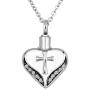 Jesse Ortega Jesus Cross Urn Necklace of Ashes Heart Love Cremation Jewelry Keepsake Memorial Necklace
