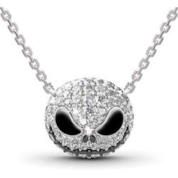 JEULIA Skull Nightmare Necklace for Women 925 Sterling Silver Skull Pendant Necklace Halloween Jewelry Valentine Birthday Gifts for Women Bride Teen Girls