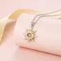 DAOCHONG Sterling Silver Sun Sunburst Pendant Necklace Gift for Women