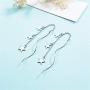Tiny Star Wave Long Threader Chain Dangle Drop Hanging Earrings for Women Teen Girls Dainty Cute White Gold Plated Hypoallergenic Sensitive Ears Crawler Jewelry Gifts for Daughter Granddaughter