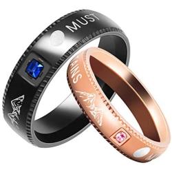 Uloveido Stainless Steel Bible Verse Wedding Bands Engagement Couples Rings Engraved Mustard Seed Can Move Mountains Y945